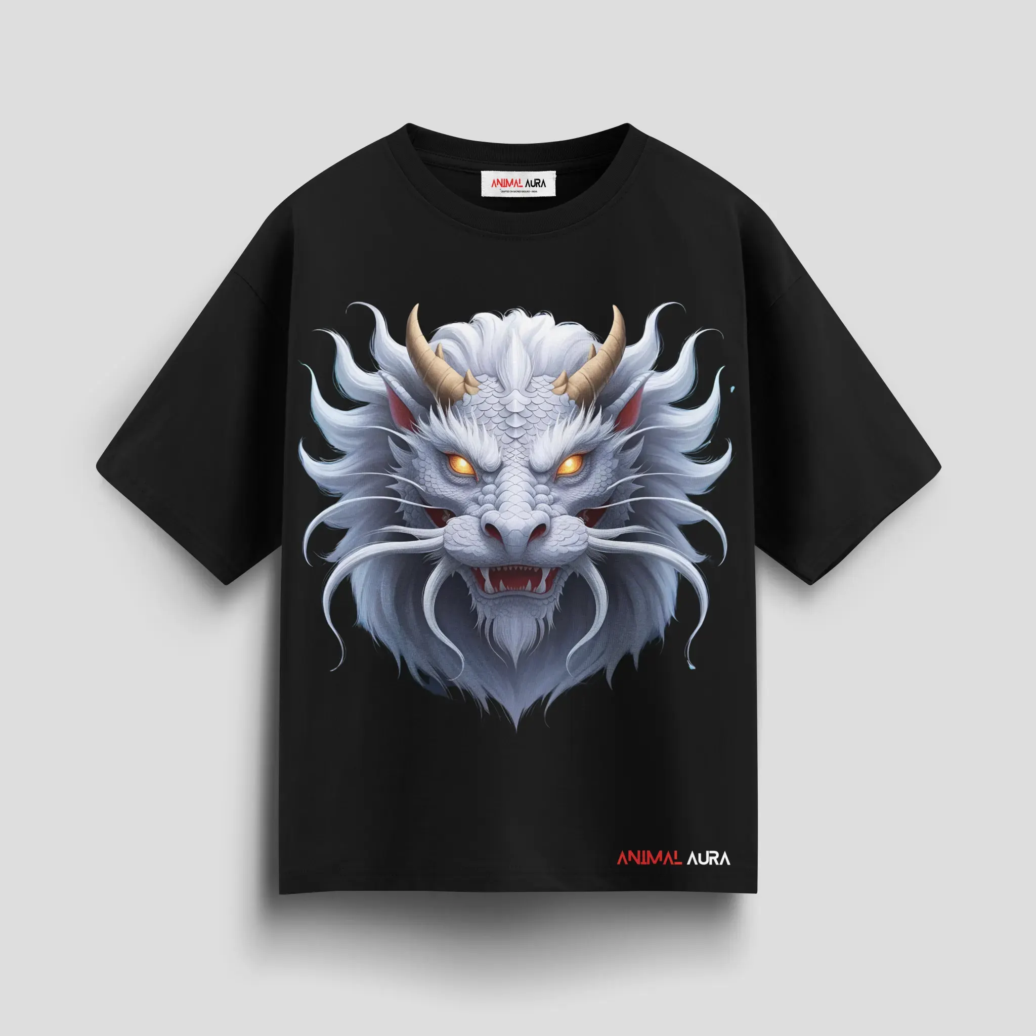 White Whisker dragon oversized tee