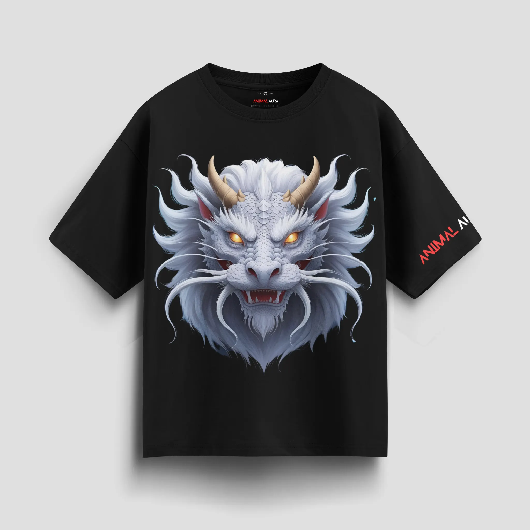 White Whisker dragon oversized tee