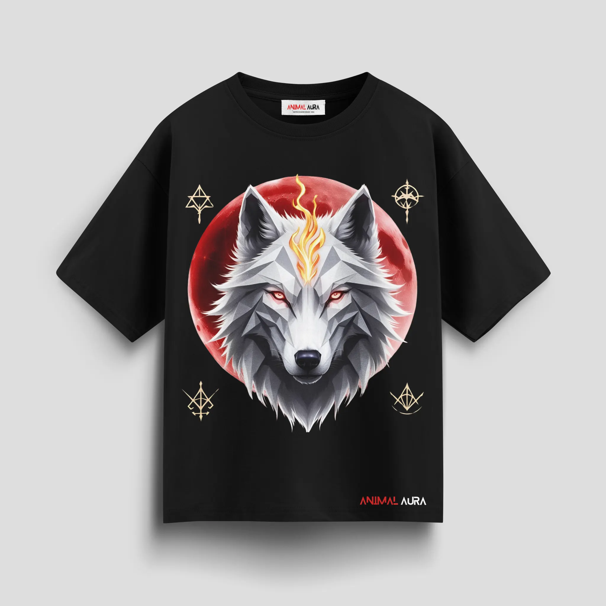 Blood Moon Spirit Wolf Oversized Tee