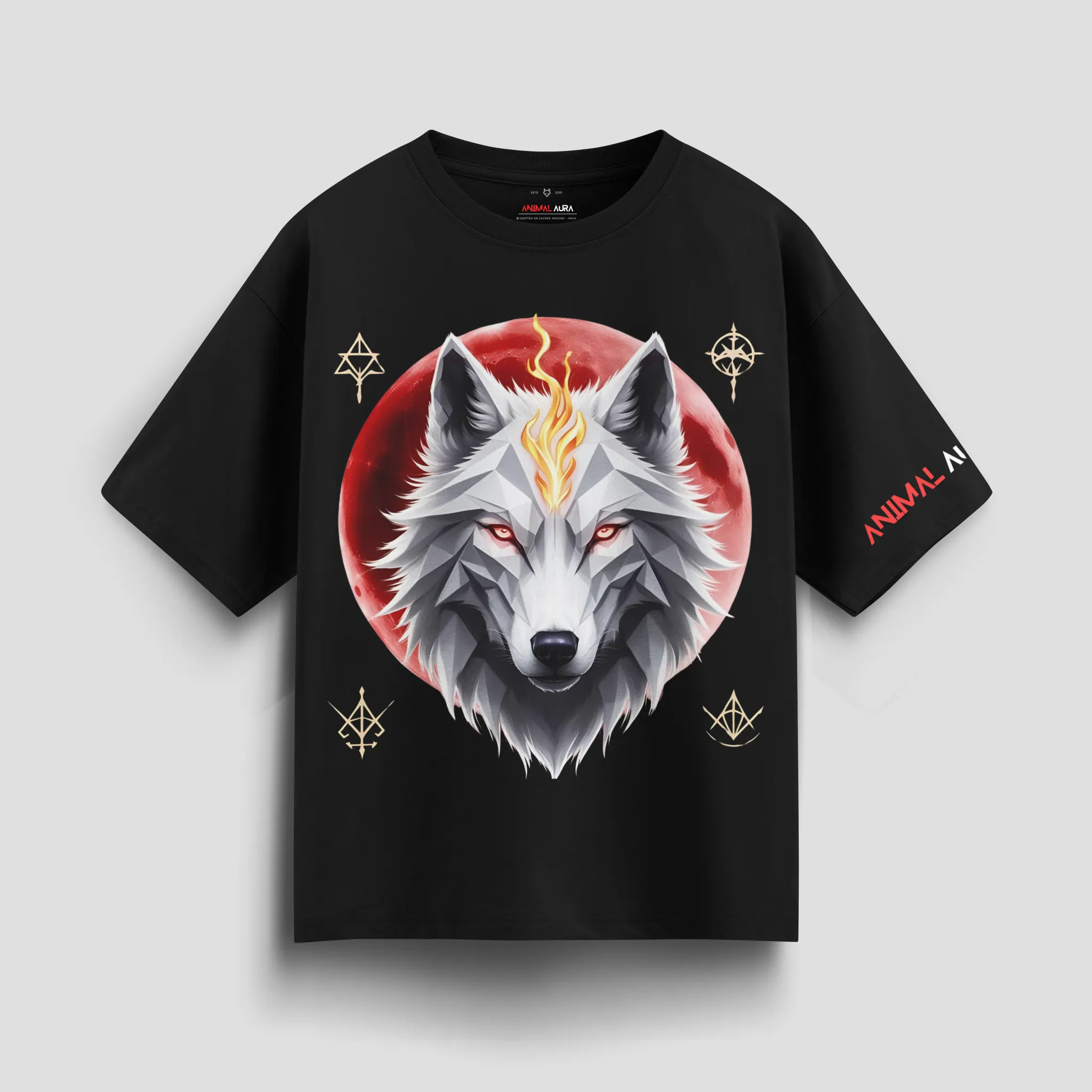 Blood Moon Spirit Wolf Oversized Tee