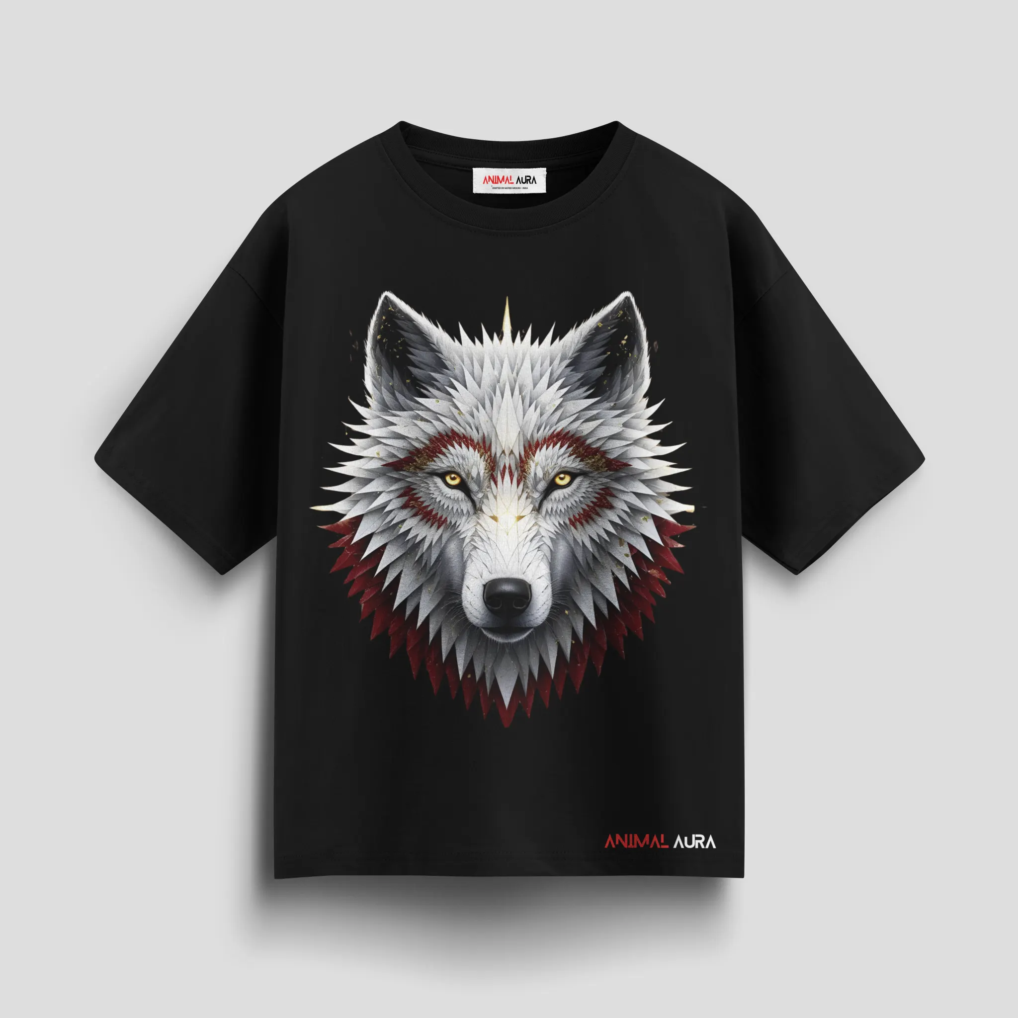 Fractal Moon Wolf Oversized Tee