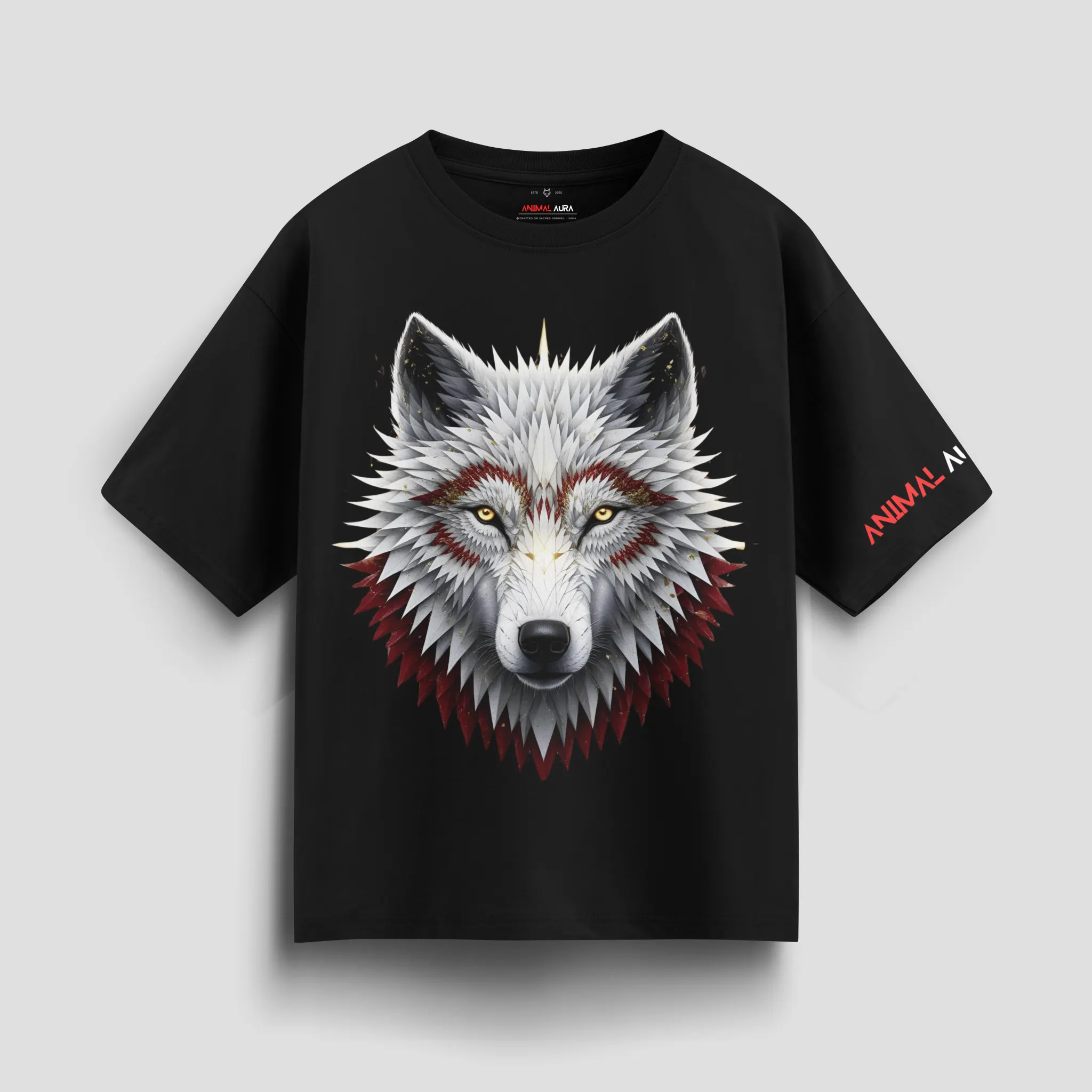 Fractal Moon Wolf Oversized Tee