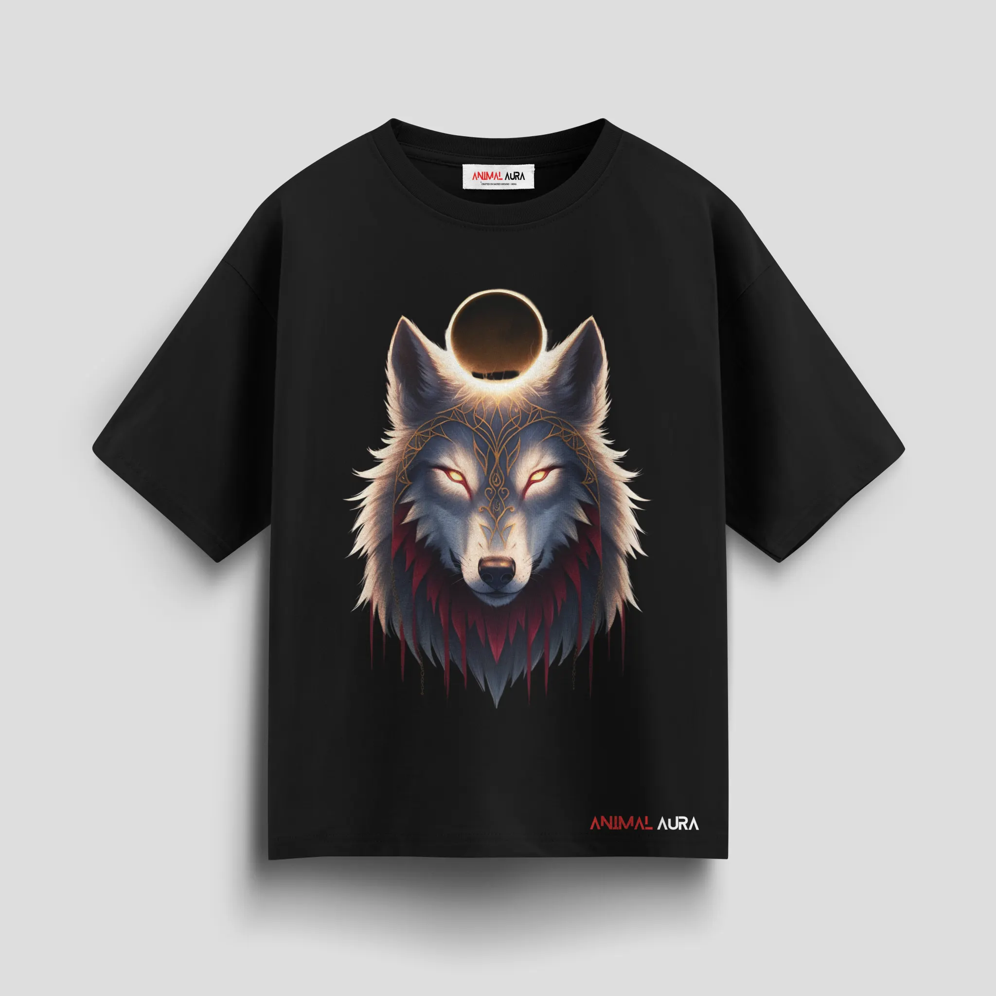 Golden Eclipse Wolf oversized Tee