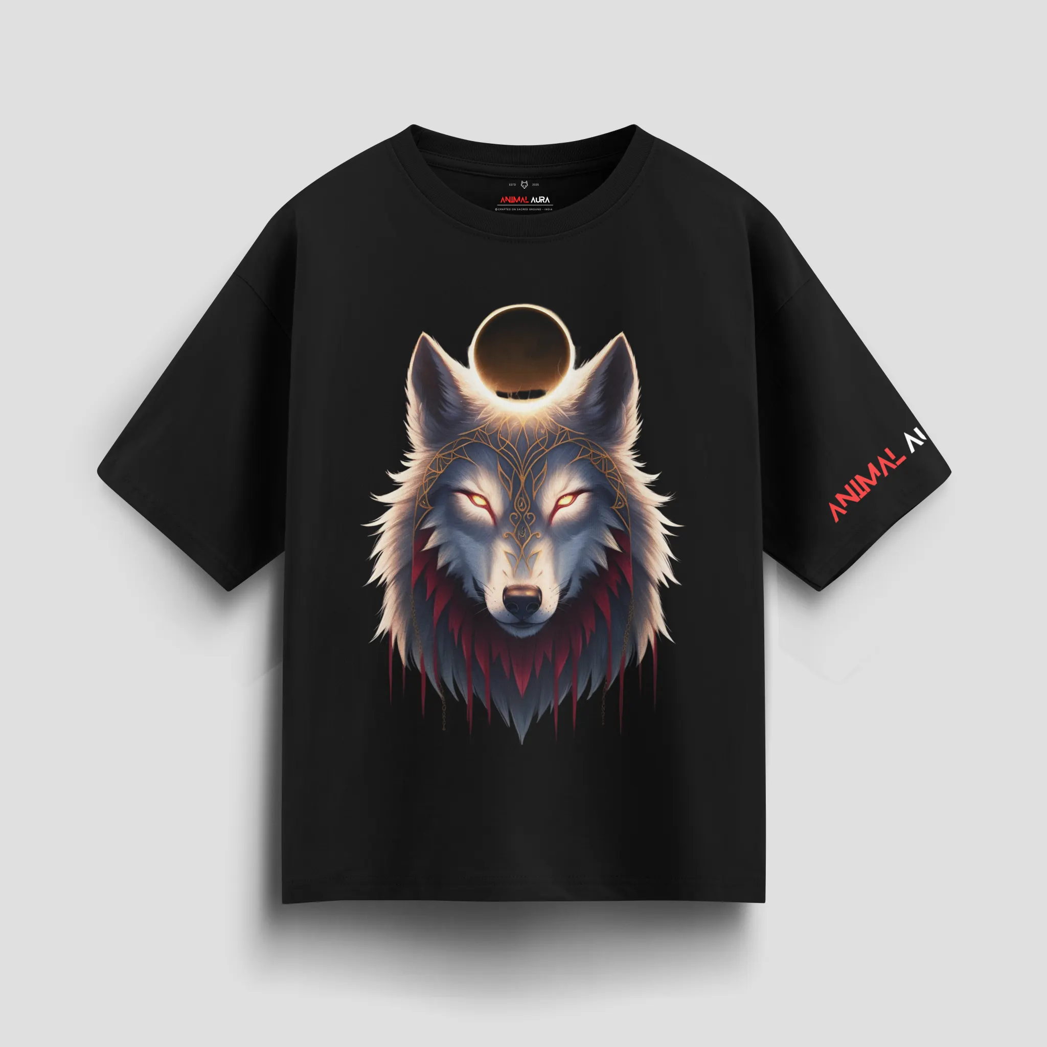 Golden Eclipse Wolf oversized Tee